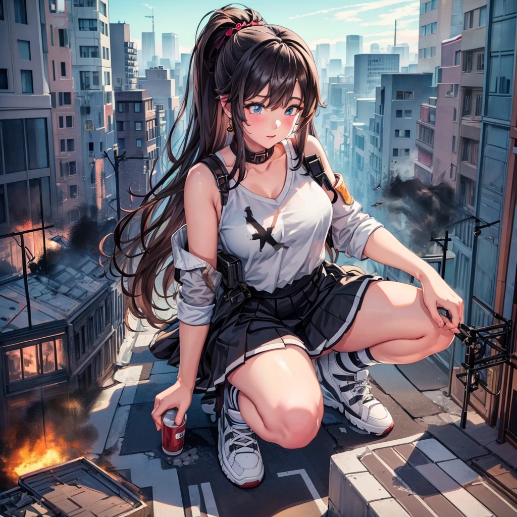 
((Destroyed city)) ((Burning)) ((Fire)) ((Explosion)) ((Black smoke)) ((Pile of rubble))
Masterpiece Unreal Engine Anime style Delicate drawing 4k 90's Giant Multiple girls Crowd School building City Giant high school girl standing in the valley of the school building  Sailor suit Skirt Black hair Smile Female giant giant girl Whole body Destroyed skyscrapers Destroyed cars Crowd Unreal Engine, cleavage, a drawing of a , earrings, long hair, 1980s (style) Cute drawing, beautiful woman, analog style, whole body, sneakers
