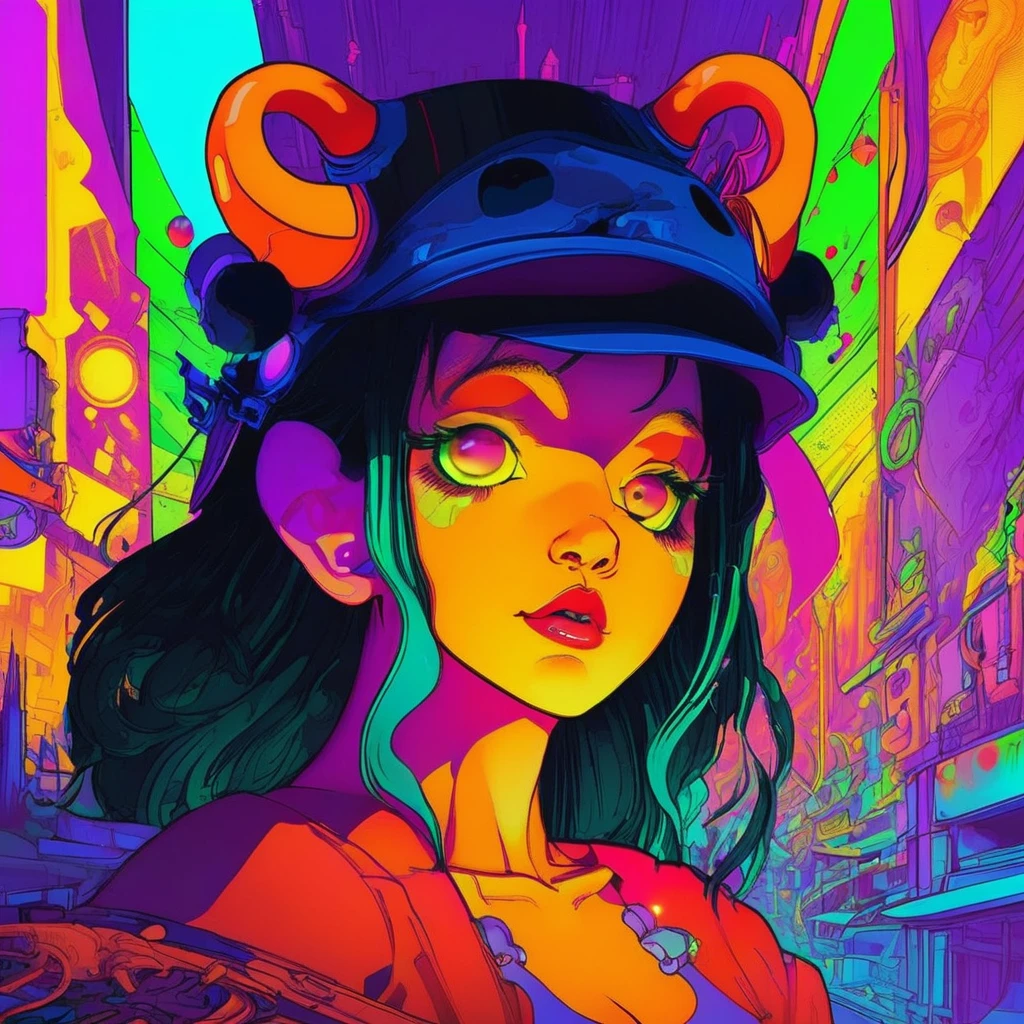 portrait | wide angle shot of eyes off to one side of frame, devil girl, demon, long long hair, looking off in distance ::8 style | daydreampunk with glowing skin and eyes, styled in headdress, beautiful evil, she is dripping in neon warm neon lights, very colorful yellow, red, green, orange, glowing ::8 background | cyberpunki alley, vivid neon wonderland, sparkles, particles, blue, green, purple ::7 parameters | rule of thirds, golden ratio, assymetric composition, hyper- maximalist, octane render, photorealism, cinematic realism, unreal engine, 8k