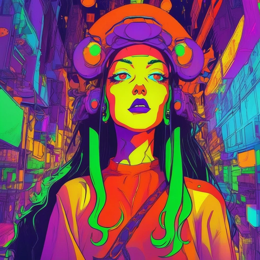 portrait | wide angle shot of eyes off to one side of frame, devil girl, demon, long long hair, looking off in distance ::8 style | daydreampunk with glowing skin and eyes, styled in headdress, beautiful evil, she is dripping in neon warm neon lights, very colorful yellow, red, green, orange, glowing ::8 background | cyberpunki alley, vivid neon wonderland, sparkles, particles, blue, green, purple ::7 parameters | rule of thirds, golden ratio, assymetric composition, hyper- maximalist, octane render, photorealism, cinematic realism, unreal engine, 8k