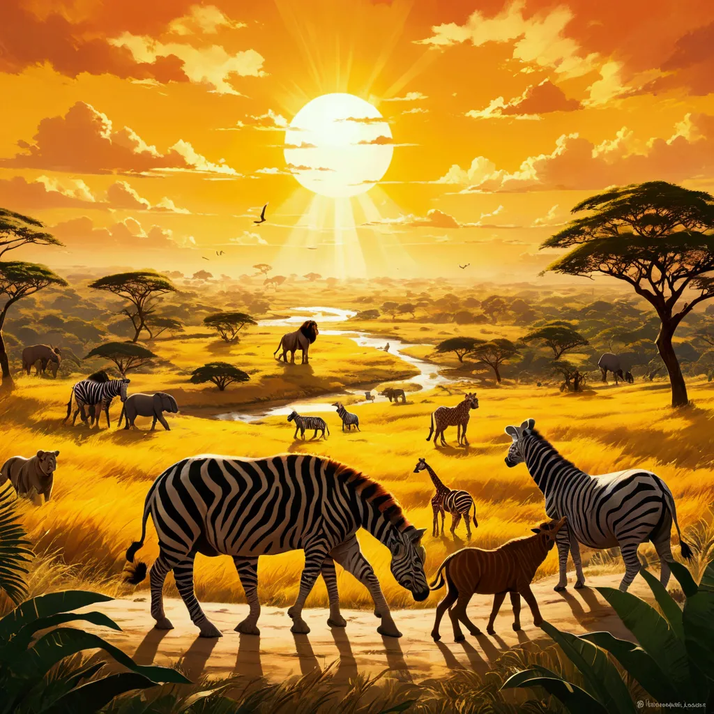 savannah、the lion king、zebra、hyena、bison、african elephant、animal paradise、giraffe、everyone is friendly、nature