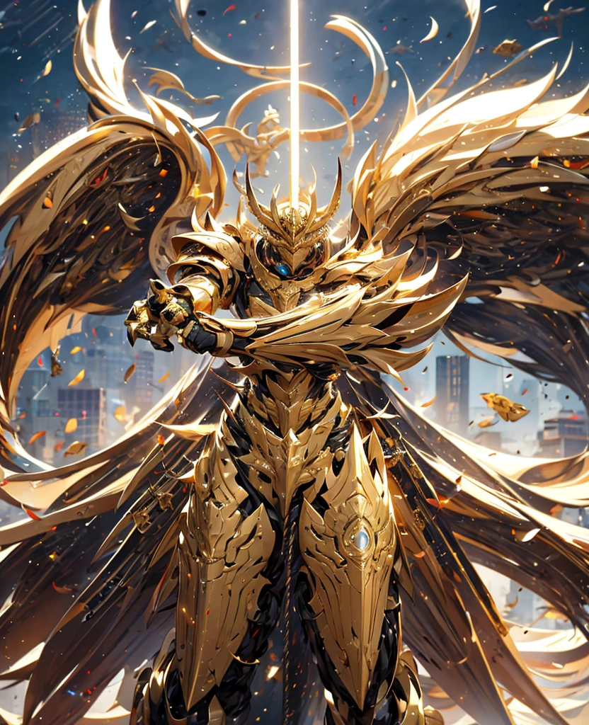 Future technology style,青藍Mecha，All surrounded by particle dragons，With fist，摆出Fighting Stance，surrounded by flames（《Three Kingdoms》，《zhao yun》，全身Mecha,Fighting Stance）, Keqing from genshin impact, (masterpiece) ， Best quality， high quality，Gold Armor，light， （Exquisite future）， Beautiful and beautiful， Extremely detailed， great composition， floating， Depth of Field， （Very detailed CG，Unity 8k Wallpaper）， （Beautiful detail background）， 戏剧light， Gogeta， Mecha，Best quality，Ultra-high resolution，Vivid Wait for it to begin