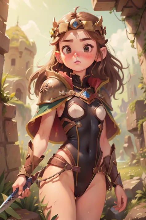 (Highest quality,High resolution,Very detailed:1.2)，1 Girl， alone, Very short stature，Small breasts，Very thin thighs，Goblin girl...