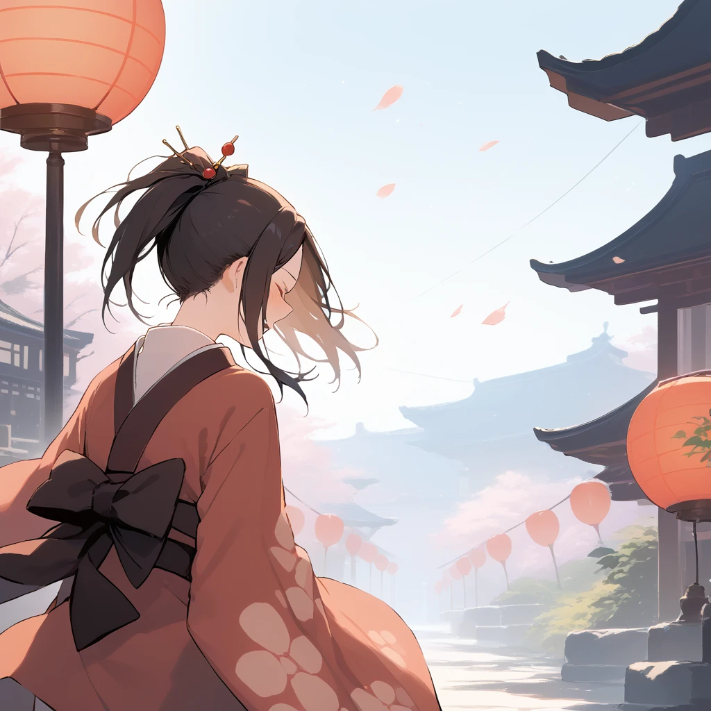 score_9, score_8_up, score_7_up, source_anime, best quality, masterpiece, official art, absurdres, highres, ultra-detailed,waifu2x,Collection: Slice of Life,break,1girl, fuu, kimono, hair ornament, hair stick, ponytail, sweat, open mouth, sleepily, outdoors, wind,break,(clear line illustration:1.2), super detailed skin,very high resolution, very aesthetic, Best sexual lighting powered by famous artist, 8k,cute picture,beauty illustration,photoshop_(medium),,(Detailed Lighting),best anime 8k konachan wallpaper, pixiv contest winner, 