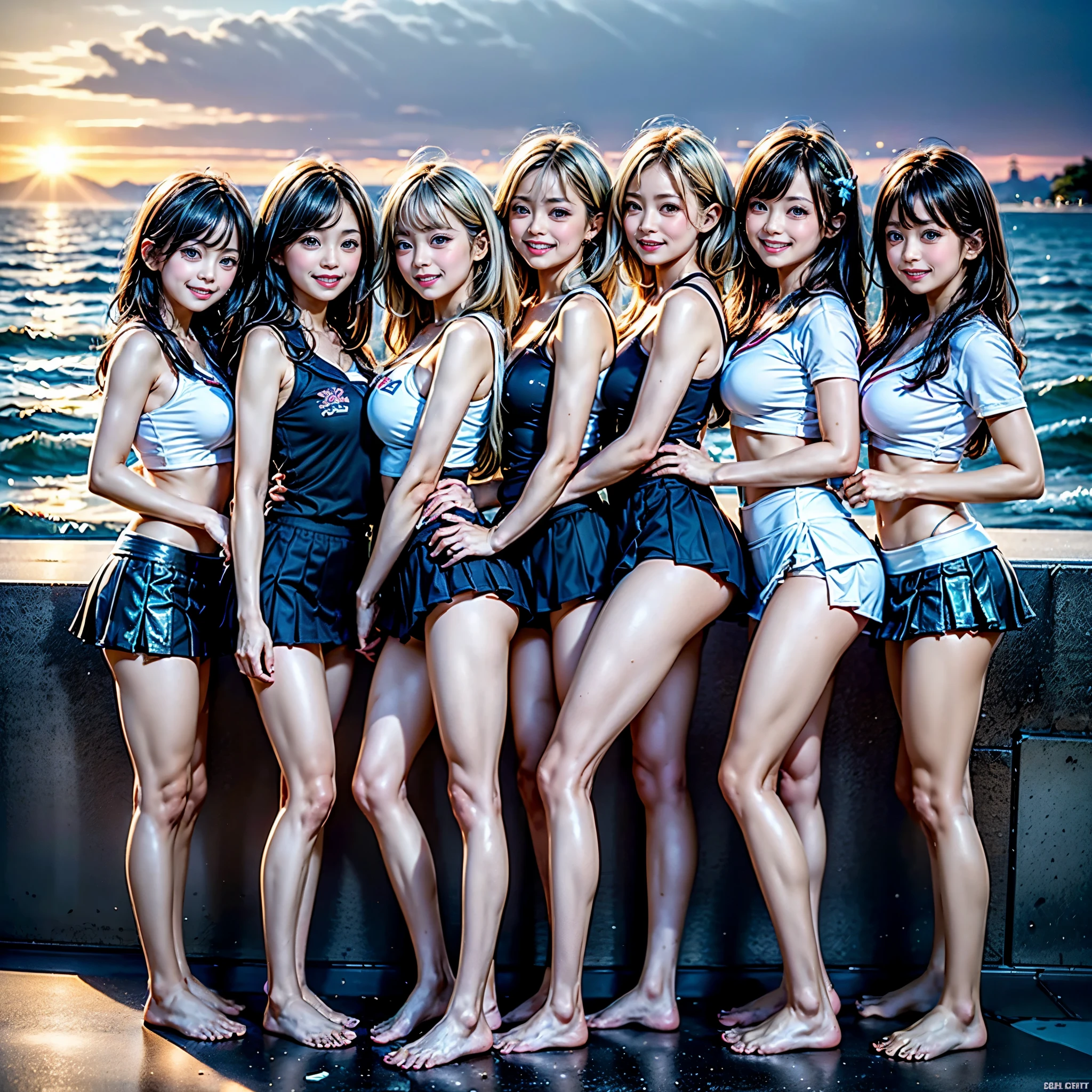 ((extremamente detalhado (12 meninas PUNIPUNI KAWAII seguidas:1.37) em BRANCO ao entardecer na praia de Enoshima)), (Obra-prima 8K TopQuality) (Foto Profissional:1.37), {(De corpo inteiro em pé:1.2)|(de baixo:1.2)}, Diferentes tipos de cores de cabelo, {(magrelo(Roupa de banho escolar))|(Uniforme escolar com micro shorts de cintura baixa)}, {Mão infantil detalhada|Mão Oculta|Axila|Diferentes tipos de seios de vários tamanhos, de ENORMES a PLANOS|(claramente visível a forma da bunda)}, Expressões alegres Renderização realista, Iluminação Perfeita, (Deslumbrante RainbowColorHorizon), (Partículas Iridescentes Estreladas:1.32) Nuvens Coloridas, (Acutância:0.8)(((do lado de baixo))) (De pé no mar) água espirrando brilhante