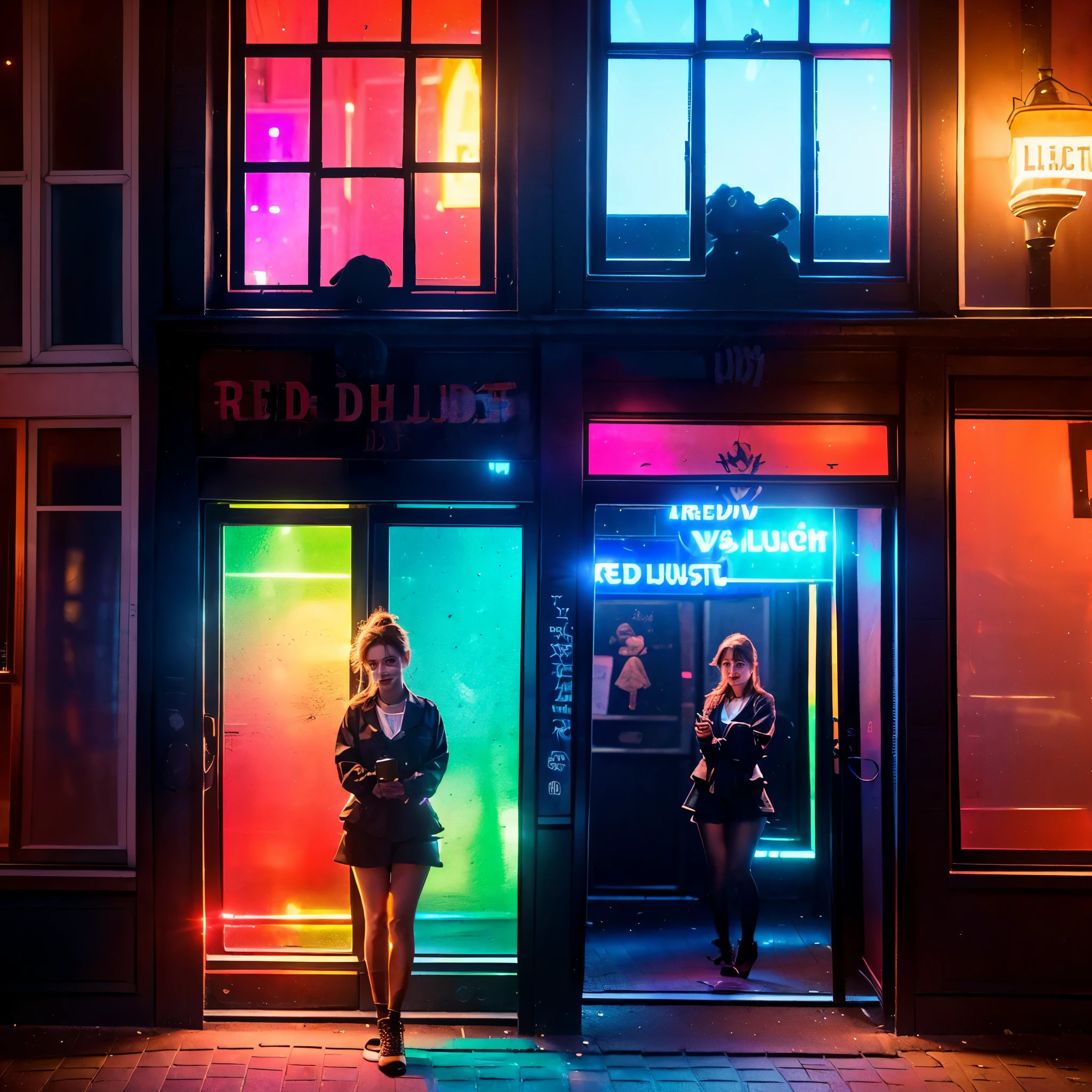 ((ExtremelyDetailed (One of the windows in Amsterdam's Red Light District:1.37) Stunning girl in WHITE (She trapped in the window))), (masterpiece 8K TopQuality) (ProfessionalPhoto:1.37), ZoomLayer, (ZoomedOut:1.28, wide-angle) View Though Shop window from busy sidewalk, (View Though show window Glass with Reflections)