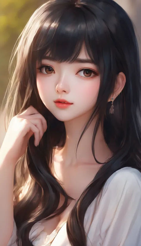 (masterpiece, Highest quality:1.2), One girl, alone, 20-year-old, Healthy Body, Medium Long Hair, Black Hair, Big black eyes, Wi...