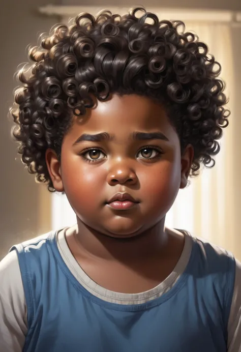 Make a 10 year old boy black, chubby guy with curly hair who has electrical powers 