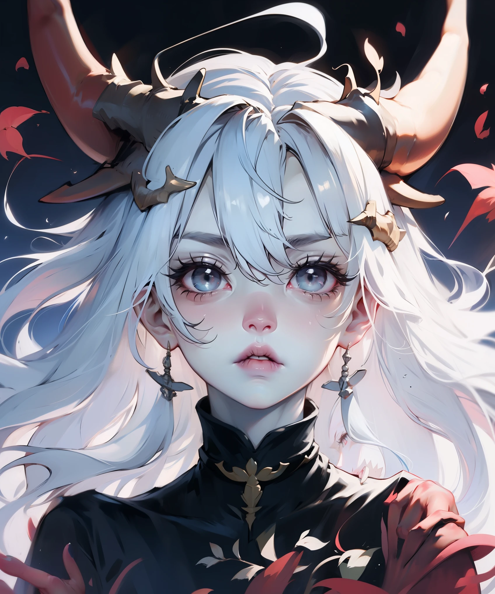 1 girl, Adult women,  Solitary, g0ld3mb, Air, (platinum blonde hair) hair, Ji Qie, (kawaii hair clips:1.2)    high quality, best quality, high resolution, High Detail, (Airen aura magic), hair uplifted, trumpet