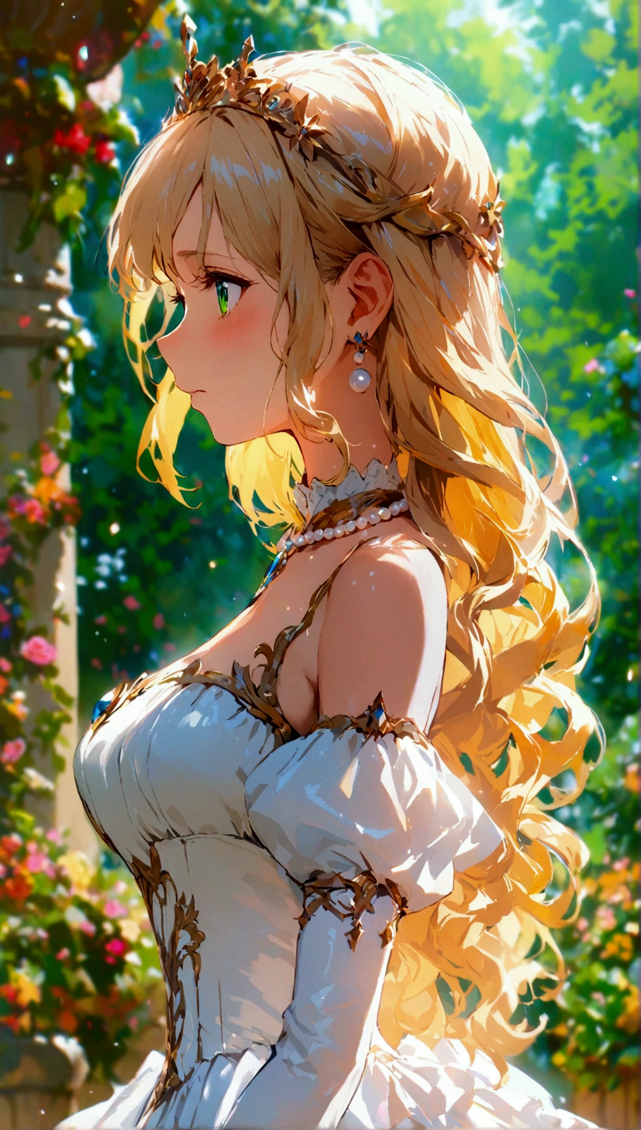 Anime. 1 Girl. Cute girl. Princess. Blonde. Long hair. Wavy hair. Green eyes. Beautiful eyes. Perfect eyes. Expressive eyes. Blind eyes. Blind. Ideal face. 16 years. Sitting chest. Beautiful breasts. Ideal anatomical body. Beautiful long legs. Luxurious white dress. White stockings. High heel shoes. White cane. Diadem. Pearl necklace. Neat earrings. White gloves. Cold. Runny nose. Snot flows from the nose. Wants to sneeze. I need to read it. Violent, desperate desire to sneeze. She sneezes. Snot flows from my nose after sneezing. Handkerchief. Covers his nose with his hand. Blows his nose. Standing at full height. She is standing on the street. Stands in the royal garden. Beautiful character design. Shiny skin. Full body. Official
art. Extremely detailed CG Unity 8k wallpaper. Ideal lighting. Ultra high resolution 4K. Super detailed 8K. A high resolution.