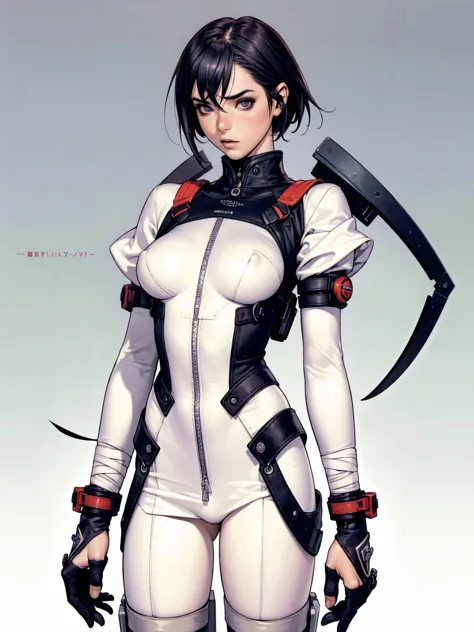 (((Annie Lennox))), ((( transparent suit ))), (((bandaged arms))), ((high collar)), (((Ryuko Matoi))), (((micro skirt with verti...