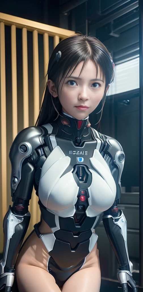 masterpiece、((Volleyball uniforms))、 ((A beautiful girl:1.4))、Metal chest pads、((Metal chastity belt))、Mechanized body、Mechanized chest and abdomen、Mechanized occipital bone、Mechanized leg joints、Tight fitting black metallic suit、Standing、Tie Up、金属robot、((Cyberpunk Background))、(Neon)、(The background of the machine shop of the future)、Cyberdyne、Artificial body、Full metal body、ironwork、Abdominal Mechanism、((Robotic arms and manipulators))、((robot腿))、((Machine neck))、Inside the spaceship、A beautiful girl、Sixteen years old、Asian Beauty, (Belly reveals actuators and cables)、从脖子以下是金属robot的身体、Complex 3d rendering beautiful porcelain profile super detaild female android face、robot、Component、150 mm、Beautiful studio soft lighting、Edge Light、生动的detail、Luxury Cyberpunk、Ren Hao、Hyper-realistic main section、Facial muscles、Cables, wires, microchips、elegant、Beautiful background、Octan Rendering、HR Giger style、8K、Top quality、masterpiece、Implications、Extremely refined、 Extremely detailed CG、Unite、wallpaper、(Realist、Photorealistic:1.37)、amazing、detail、masterpiece、Best quality、Official Art、Highly detaild CG Unite 8k wallpaper、、Ridiculous、、、Silver beads、whole body、Sit on it