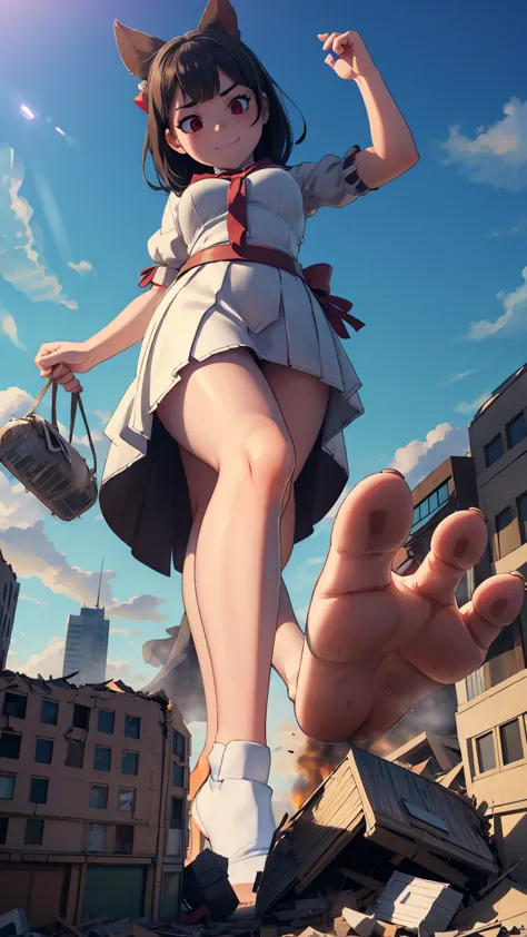 （giantess elements、high resolution、high resolution、high quality、accurate body structure、detailed body）towering giant girl, 50,00...