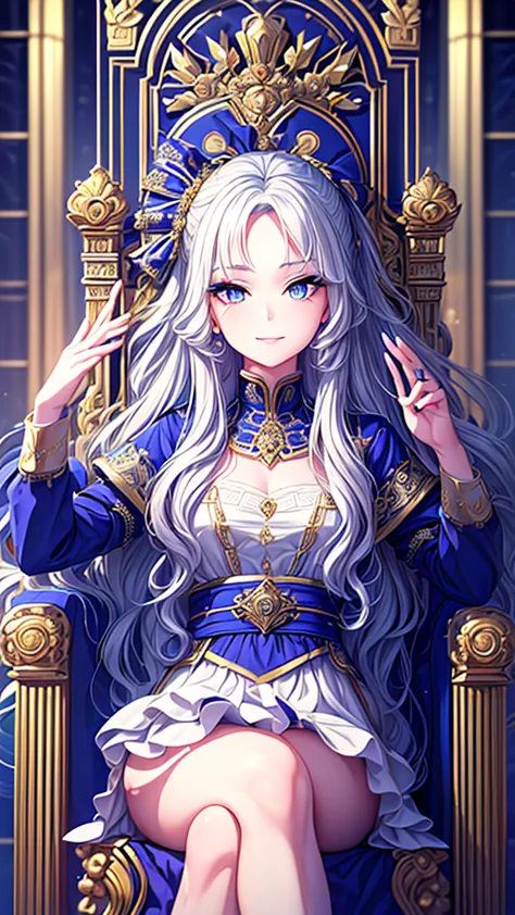 ((best quality)), ((masterpiece)), (detailed), une fille, visage parfait, Longhaire, ((golden hair)), curly hair, decorated chev...