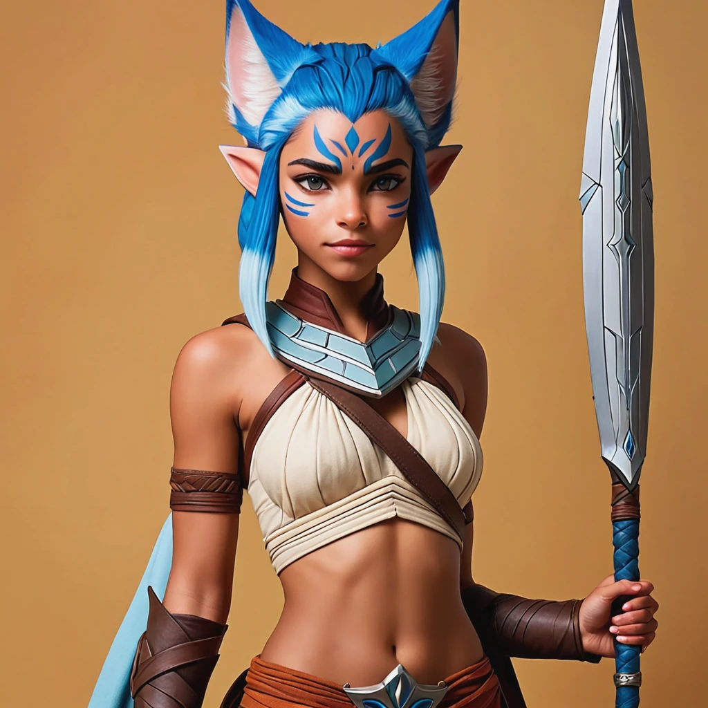 1girl, AhsokaS7, colored skin, IncrsUnsheathingAKatanaMeme, sheath, holding sheath, masterpiece, best quality, detailed  