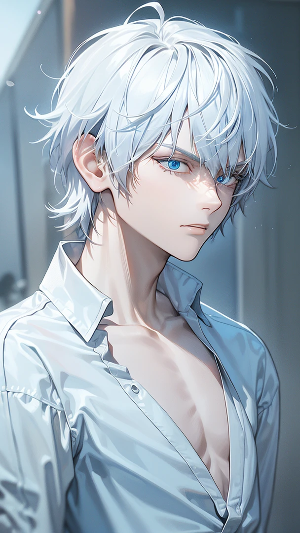 masterpiece, 8k, ((shadow and light effects)), Anime boy in tie and jacket, Smooth Anime CG Art, tall anime man with silver eyes, Anime Boy, Detailed Digital Anime Art, semi realistic anime, Realistic anime art style, made with anime painter studio, Beautiful Anime Portrait, anime style portrait, digital anime art, digital art in anime style, Anime Realism Style, anime handsome guy, full power ((effect)), ((serious countenance)), a small scar on the seat of the mouth