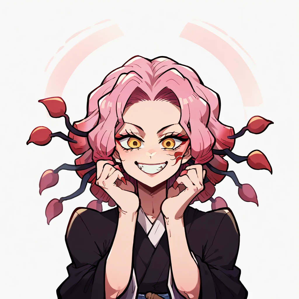 Demon Slayer Corp style anime, smile, big sexy smile