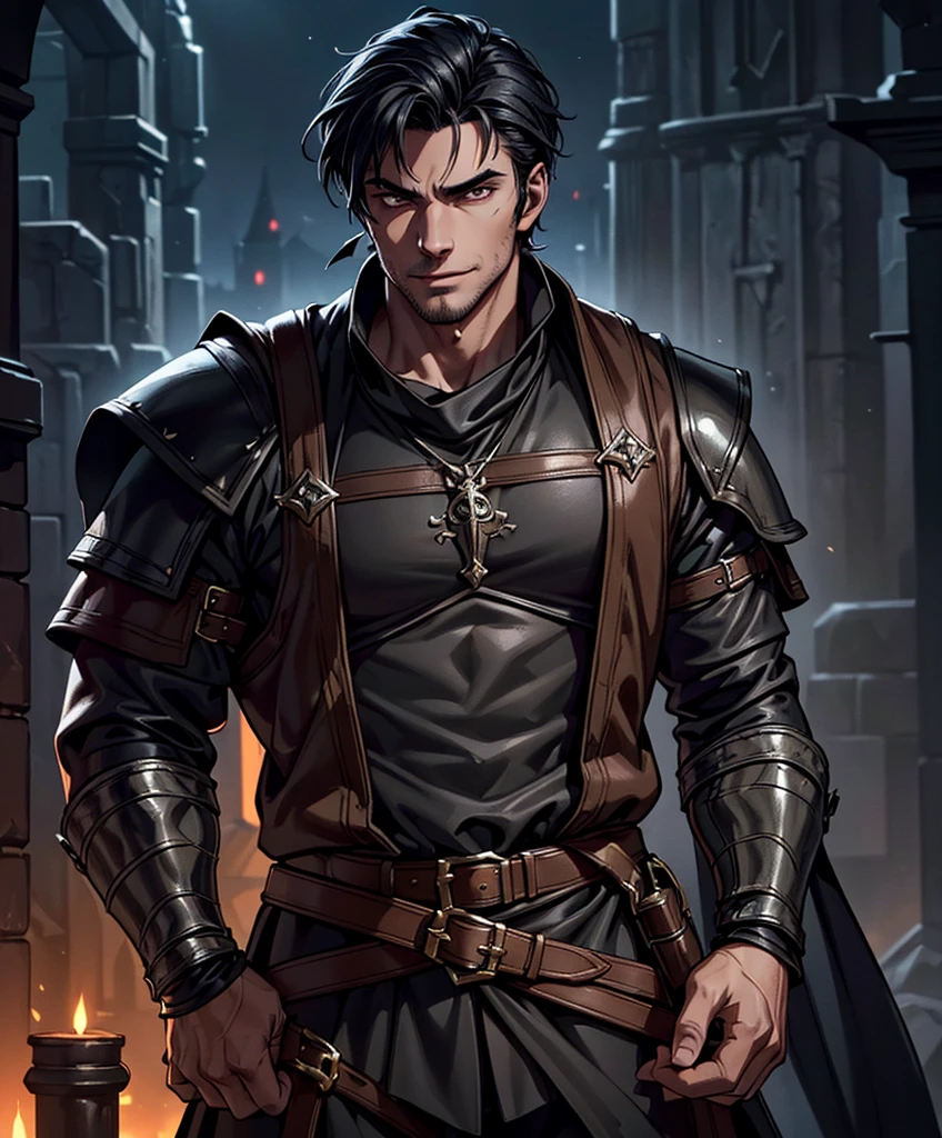 (((Single character image.))) (((1boy))) (((Dressed in medieval fantasy attire.)))  (((Generate a darkly handsome male character for a fantasy setting.))) (((Appears to be 20 years old with youthful looks.))) (((Dark and sinister background at night.))) (((Strong baramanga elements.))) (((Alpha male))) (((Solo character image.))) (((Generate a single character image.))) (((Extremely sexually attractive.))) Dark fantasy art, (((Dark, night time background.))) (((Strong elements of dark medieval fantasy.))) (((Sexy and handsome male.))) (((This is an urban explorer in a dark fantasy realm.))) Night background. Dark. Eerie. Dark fantasy art highly detailed, volumetric light, artstation, strong erotic overtones, dressed in a puffy shirt and pirate vest flirty, best quality:1.0,hyperealistic:1.0,photorealistic:1.0,madly detailed CG unity 8k wallpaper:1.0,masterpiece:1.3,madly detailed photo:1.2, hyper-realistic lifelike texture:1.4, picture-perfect:1.0,8k, HQ,best quality:1.0,