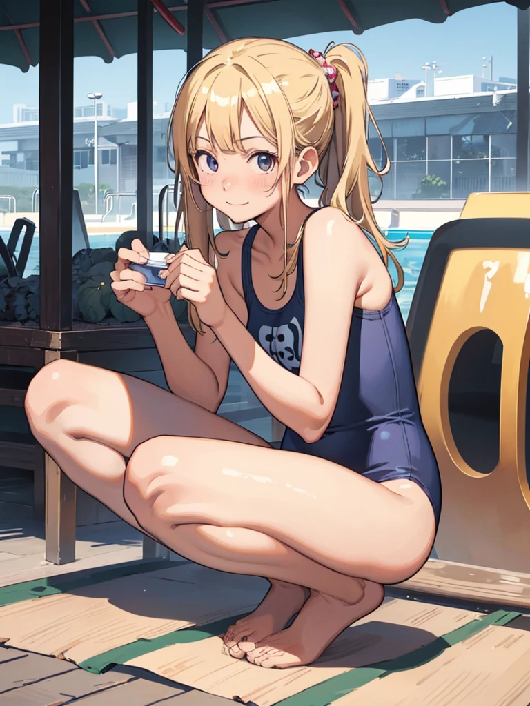 8KCG,Masterpiece,
solo,14yomylittlesisters,hight160cm,tanline:1.3,
littlesmile,perrfectanatomy,
poolside,
onepieceschoolswimsuit,onepiece,
squat,ponytailcutejapaneseidolgirl,
straight lightblondehair,noshoes,