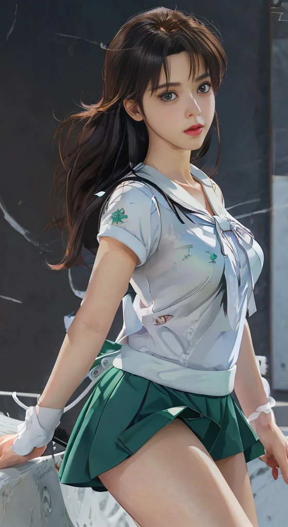 arafed image of a woman in a short skirt and a white shirt, sailor jupiter. beautiful, Smooth anime CG art, extremely detailed art germ, art germ jsc, Photorealistic anime girl rendering, art germ. high detail, realistic 3d animation, range murata and art germ, makoto shinkai and art germ