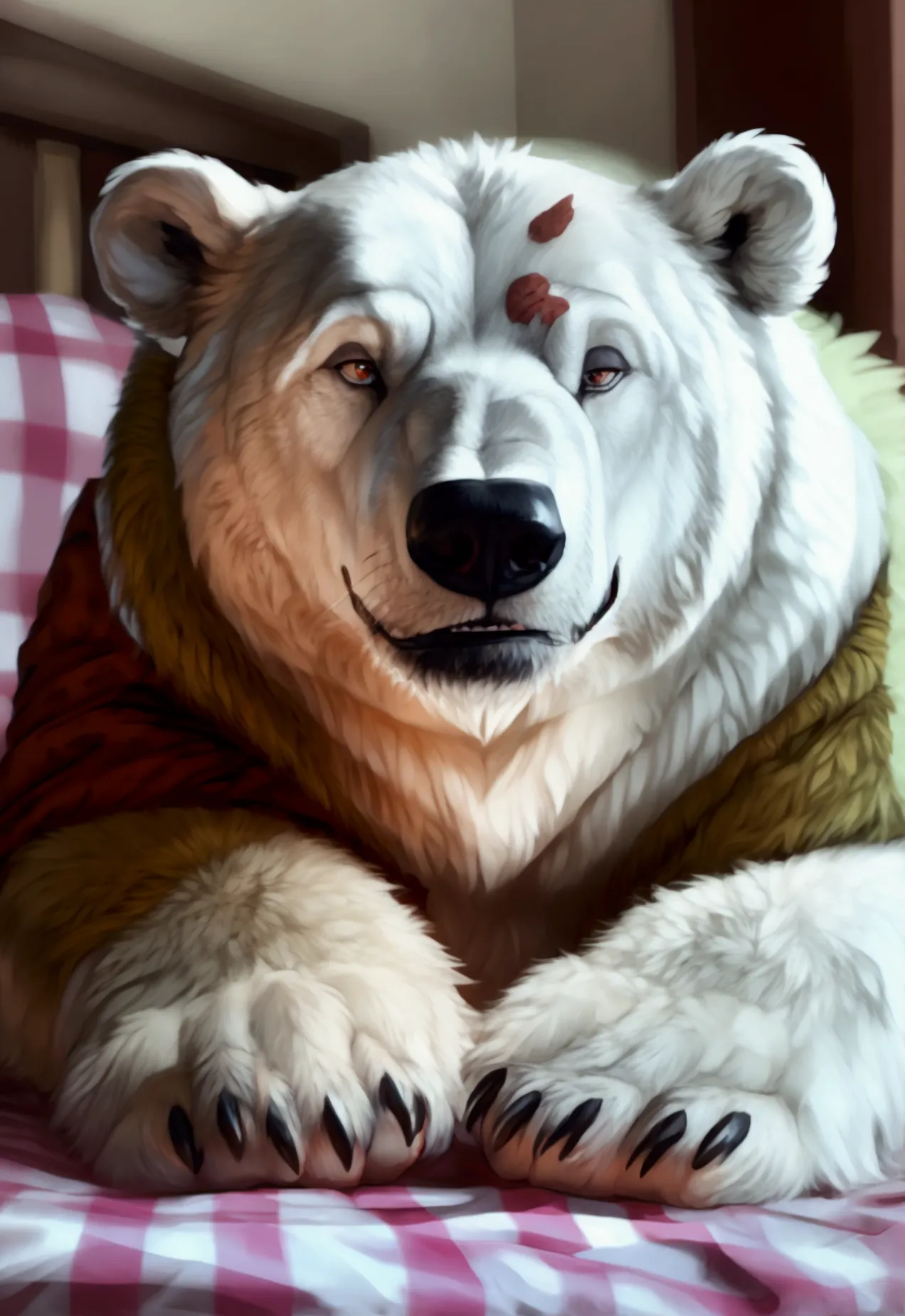 (by personals, by narse, would chase, by gorse the thief),realistic realistic white fur, polar patroller, polar bear in teeth,  ...