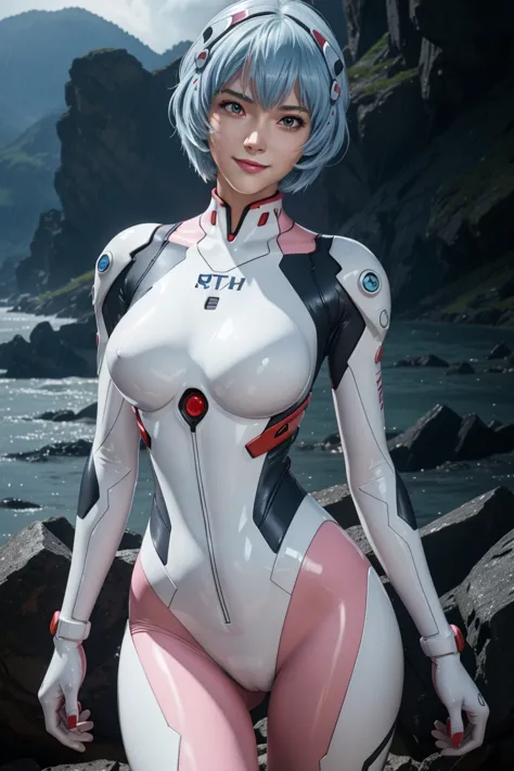 Evangelion,Rei Ayanami,Silver Blue Hair,Red eyes,Red Eyes,Plug Suit,Bodysuits,Interface Headset,白いBodysuits,Ultra HD,super high ...
