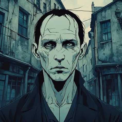 dark anime, portrait of Voldemort in Diagon Alley,8K