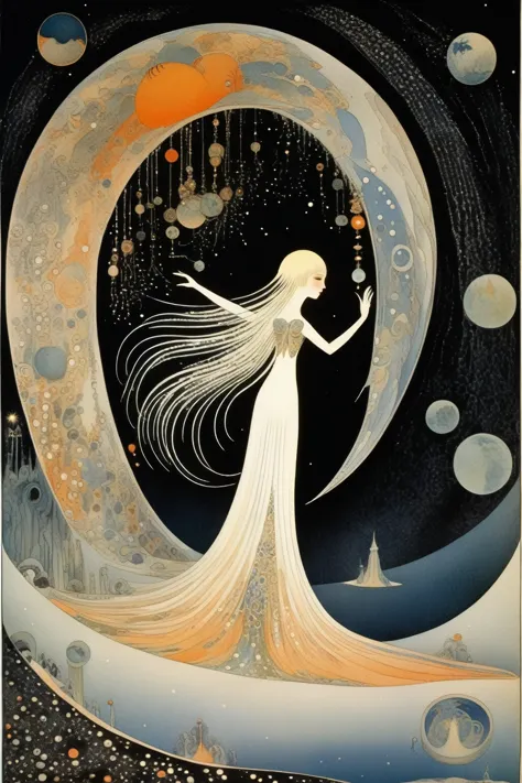 Kay Nielsen Style - Kay Nielsen Style. universe. The Earth is about to collapse. The goddess dances while looking down at it..