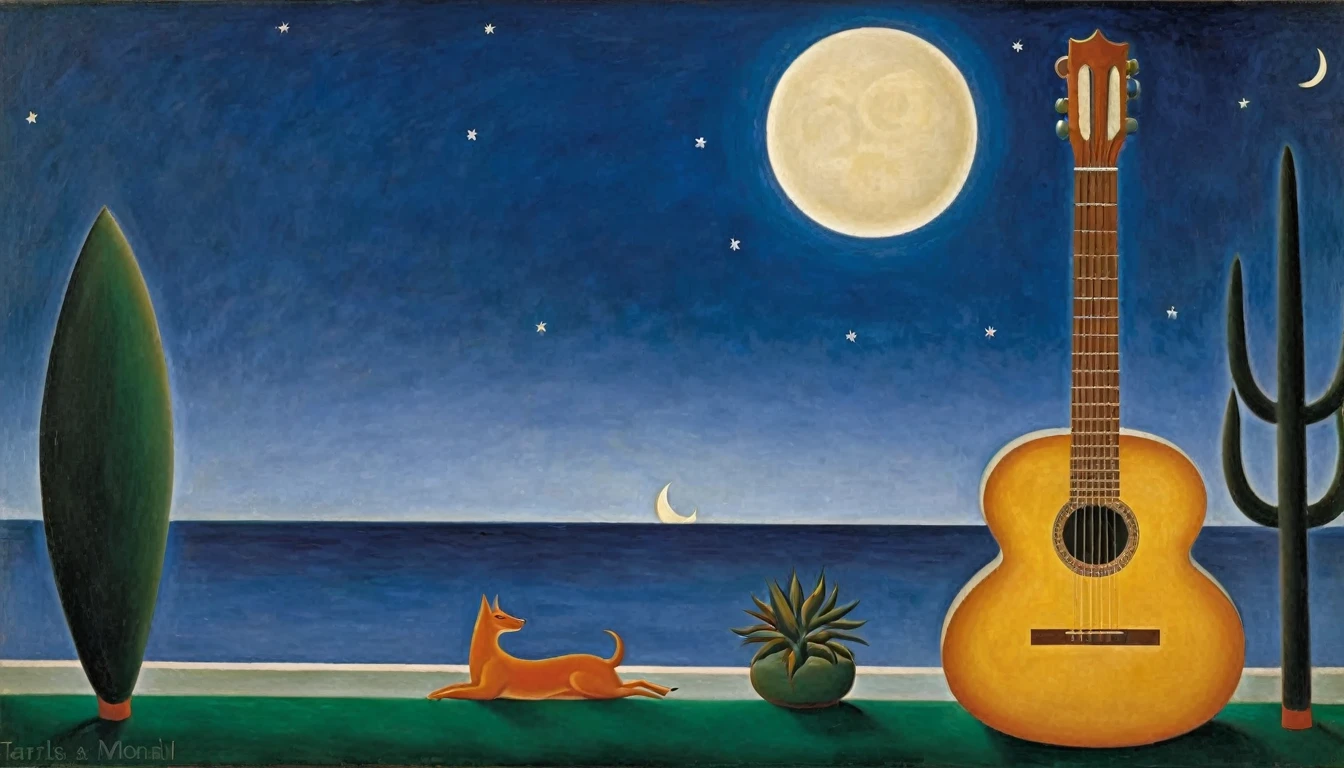 guitare, par Tarsila do Amaral (lune en arrière-plan)