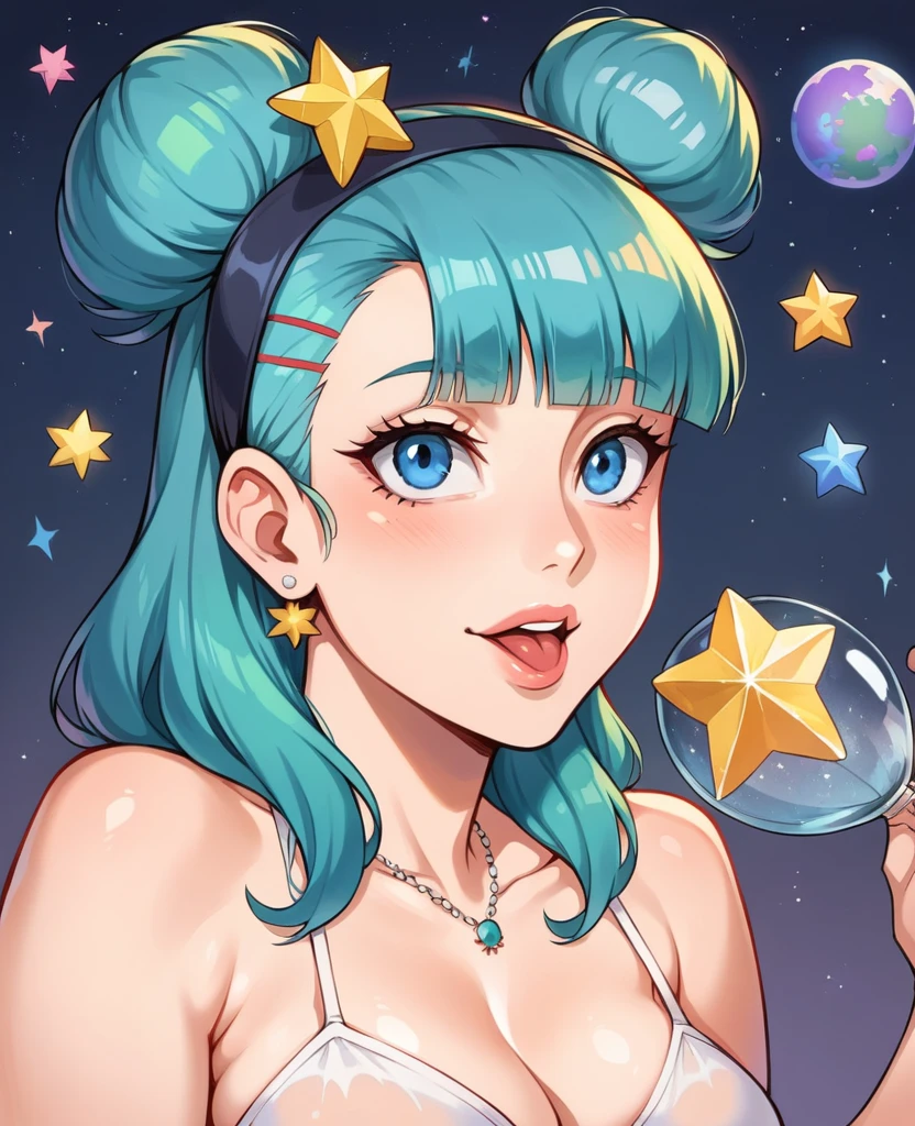 Galaxie de Verre
Créez une image représentant le portrait d'une belle femme Bulma + Naruto sexy vêtements déchirés décolleté devant un univers où les étoiles, planètes, et les galaxies sont entièrement faites d&#39;or noir, verre translucide, réfracter et réfléchir la lumière selon des motifs dynamiques.