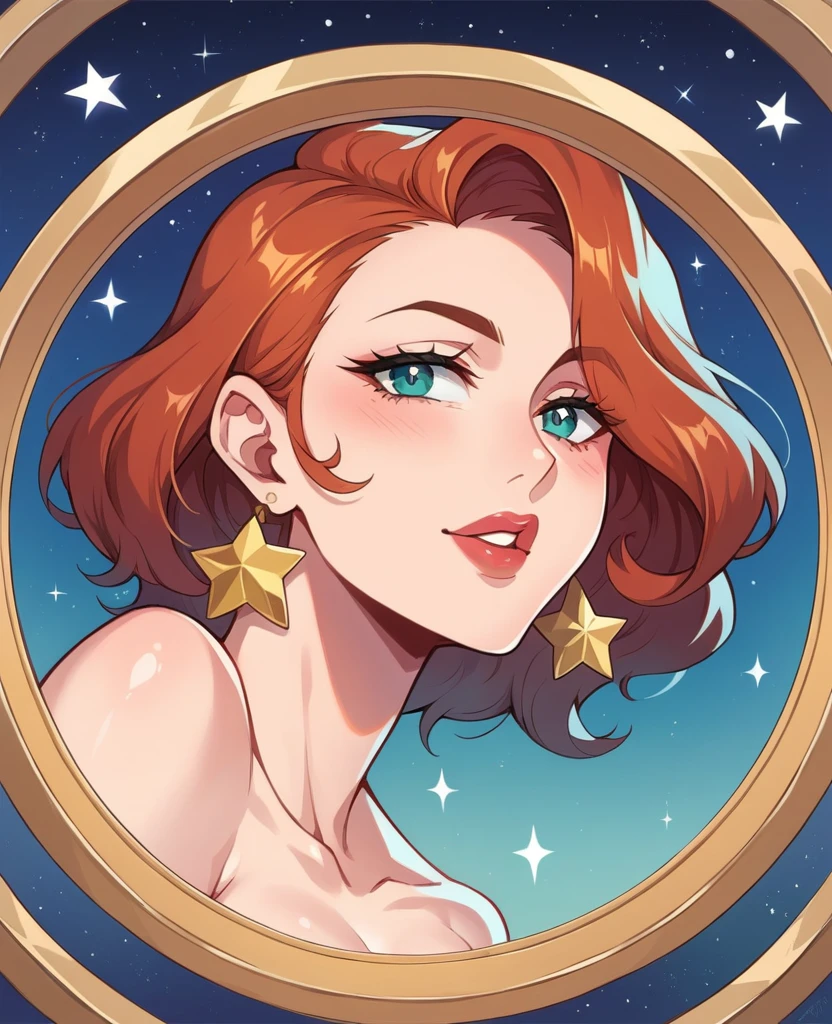 Glass Galaxy Erstellen Sie ein Bild, das das Porträt der schönen Frau Miss Fortune darstellt + Goku sexy zerrissene Kleidung im Dekolleté vor einem Universum mit Sternen, Planeten, und Galaxien bestehen vollständig aus schwarzem Gold, transluzentes Glas, Licht in dynamischen Mustern brechen und reflektieren.