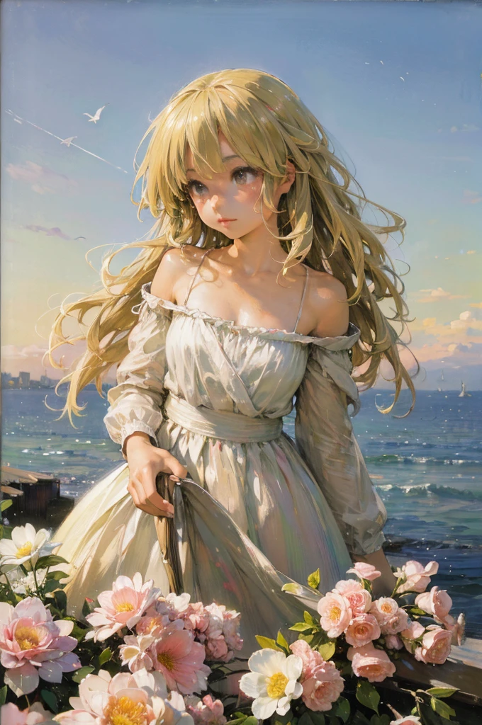 （32k ULTRAHigh resolution, 最high quality, masterpiece, ），city, Flowers, A delicate scene, null, White cloud, The sun shines on the white beach. bird, Pink flowers and bright large seashells, Diamond Crystal, At the Beach, Fantasy, Night null, moon, cigarette, fire, photograph, High resolution, 8K, hyper High resolution, Super detailed, high quality, 1080P，Super detailed, Attention to detail，Correct Anatomy，超photographリアリシズム, Spectacular and realistic, Faded, ((In neutral colors)), (High resolution:1.5), (pastel colour:1.2), Super detailed, (Art Station:1.5), Cinematic, Warm Light, Light effects, Dramatic Light, (Intricate details:1.1), Complex background, Rich gradation, Extreme colors, Extremely detailed, Clear light perception, break，(many, Impressionism, oil), Correct Anatomy，Detailed face, Fine grain，Class A04,,