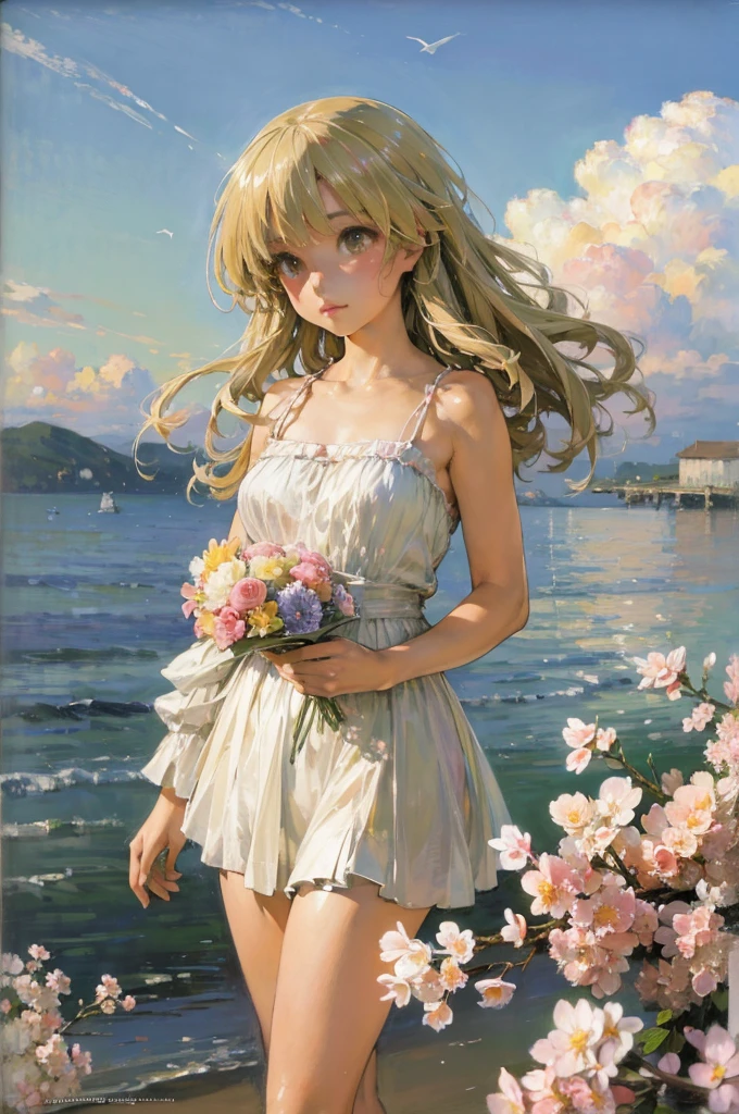 （32k ULTRAHigh resolution, 最high quality, masterpiece, ），city, Flowers, A delicate scene, null, White cloud, The sun shines on the white beach. bird, Pink flowers and bright large seashells, Diamond Crystal, At the Beach, Fantasy, Night null, moon, cigarette, fire, photograph, High resolution, 8K, hyper High resolution, Super detailed, high quality, 1080P，Super detailed, Attention to detail，Correct Anatomy，超photographリアリシズム, Spectacular and realistic, Faded, ((In neutral colors)), (High resolution:1.5), (pastel colour:1.2), Super detailed, (Art Station:1.5), Cinematic, Warm Light, Light effects, Dramatic Light, (Intricate details:1.1), Complex background, Rich gradation, Extreme colors, Extremely detailed, Clear light perception, break，(many, Impressionism, oil), Correct Anatomy，Detailed face, Fine grain，Class A04,,