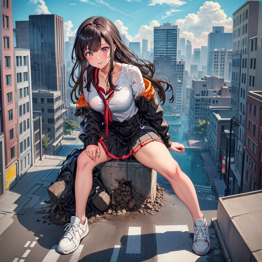 
((Destroyed city)) ((Burning)) ((Fire)) ((Explosion)) ((Black smoke)) ((Pile of rubble))
Masterpiece Unreal Engine Anime style Delicate drawing 4k 90's Giant Multiple girls Crowd School building City Giant high school girl standing in the valley of the school building  Sailor suit Skirt Black hair Smile Female giant giant girl Whole body Destroyed skyscrapers Destroyed cars Crowd Unreal Engine, cleavage, a drawing of a , earrings, long hair, 1980s (style) Cute drawing, beautiful woman, analog style, whole body, sneakers
