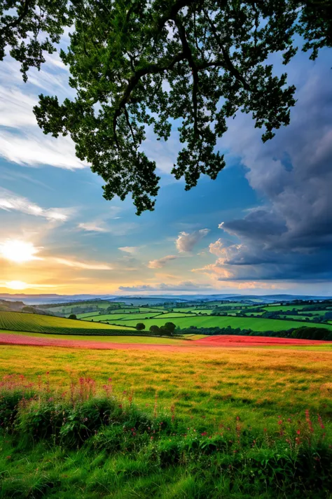 Original landscape，Sky and clouds，Tyndall effect，A country road，Colorful hot air balloon，Tyndall effect，Tyndall effect，High qual...