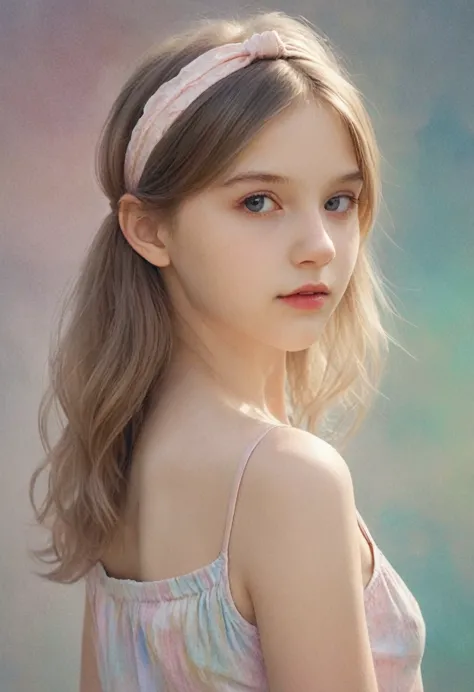 (кинематографическое фfromо:1.3) from (Фfromо до бедер:1.3),(skinny:1.3) Beautiful 12 year old girl, (complex light brown hair),...