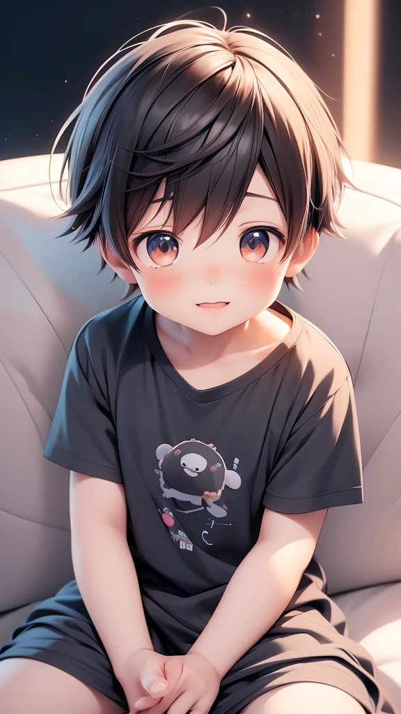 menino anime sitting on a couch with a teddy bear and a teddy bear, cute anime, linda garota de anime, menino anime, Retrato realista kawaii, visual de anime de uma linda garota, estilo anime 3 d realista, anime. iluminação suave, estilo anime. 8K, personagem fofo, jovem anime, arte cg de anime suave, estilo animed 3d, personagem de anime