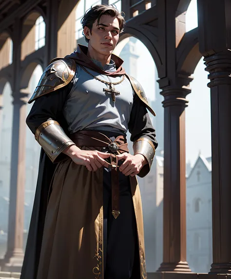 (((Single character image.))) (((1boy))) (((Dressed in medieval fantasy attire.)))  Design a single character image.  Only one f...