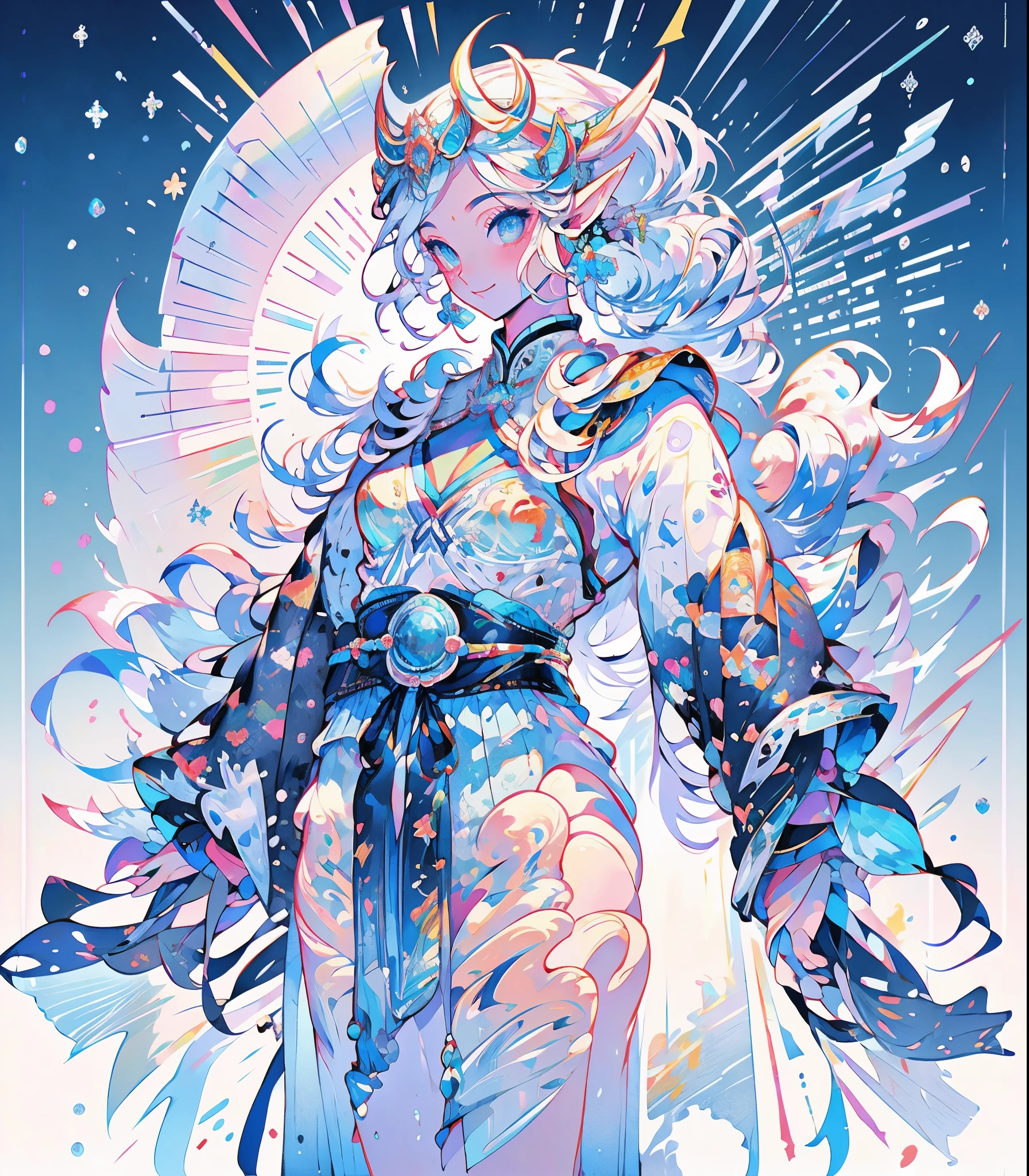 masterpiece, super high quality, ( Highly detailed original illustration),ice elf, Medium length elven ears, Pointed Ears,Around the ice, Frosty Theme,( 輝く黄Farbeい目:1.2), A light, cold smile, Arrogant look, Sexy Russian costume, blue crystal jewelry, Ice blue glowing tattoo,detailed,Realistic,4K High Definition,Study Map,masterpiece,Highest quality,Official Art,figure,Clear lines,(nice_Farbe),Perfect composition,Fantasy,Concentration,The rule of thirds