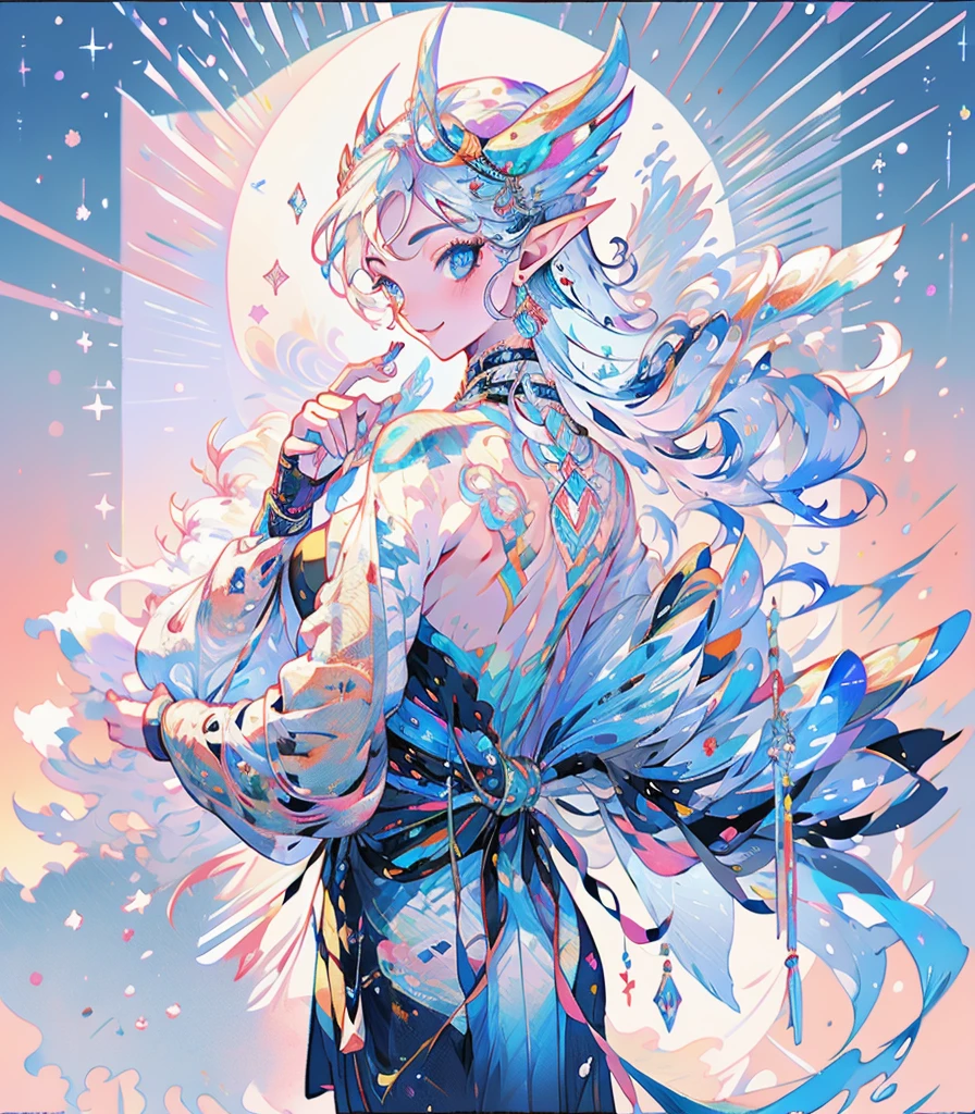 masterpiece, super high quality, ( 非常にdetailedなオリジナルイラスト),ice elf, Medium length elven ears, Pointed Ears,Around the ice, Frosty Theme,( 輝く黄colorい目:1.2), A light, cold smile, Arrogant look, Sexy Russian costume, blue crystal jewelry, Ice blue glowing tattoo,detailed,Realistic,4K High Definition,Mappa Studio,masterpiece,Highest quality,Official Art,figure,Clear lines,(nice_color),Perfect composition,Fantasy,Concentration,The rule of thirds