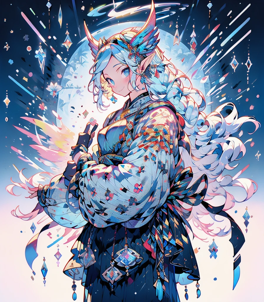 masterpiece, super high quality, ( 非常にdetailedなオリジナルイラスト),ice elf, Medium length elven ears, Pointed Ears,Around the ice, Frosty Theme,( 輝く黄colorい目:1.2), A light, cold smile, Arrogant look, Sexy Russian costume, blue crystal jewelry, Ice blue glowing tattoo,detailed,Realistic,4K High Definition,Mappa Studio,masterpiece,Highest quality,Official Art,figure,Clear lines,(nice_color),Perfect composition,Fantasy,Concentration,The rule of thirds