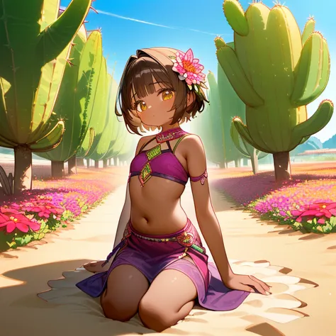 (High quality, high definition) 1 girl, (cute, short, brown-skinned beauty Alraune) (Alraune, princess, inspired by the Adenium ...