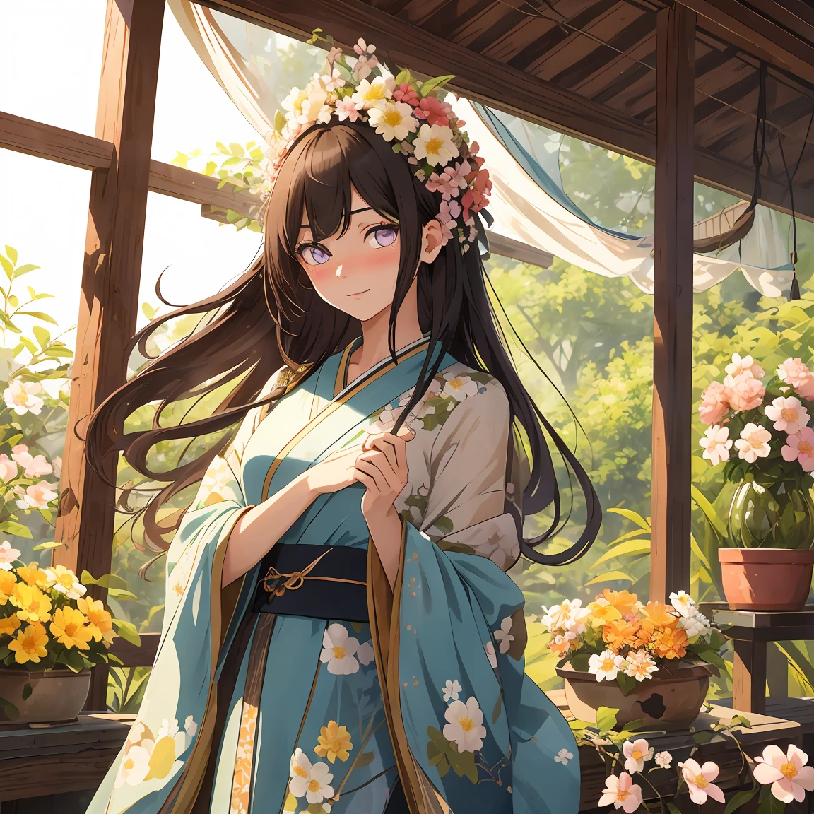 masterpiece， Very detailed， Best quality， Ultra-high resolution， 1 Girl， 独奏，（Ratio of Hyuga flowers：1），Long hair hanging down, Headband, work&#39;s purple eyes, Ponytail, beautiful, beautiful woman, Perfect body, Perfect breasts, View Viewer, Smile, Realism, masterpiece, Textured Skin, Super Detail, High Detail, high quality, best quality, 16K，（Wear nurses，Nurse top），live in the hotel，Pick up the whip，With a long whip，Charming pose，（Wear black），（Sweating，Sweat a lot，Blush Blush，blush，My face is covered with sweat，Blush Blush），（My face is sweating a lot，blush，Blush Blush，Blushing on the face）