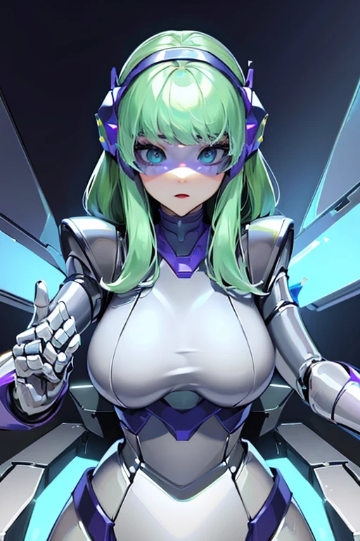 empty eyes,robotized woman ,big bust,Robot Joint ,Metal skin,dress,android,Robot Suit