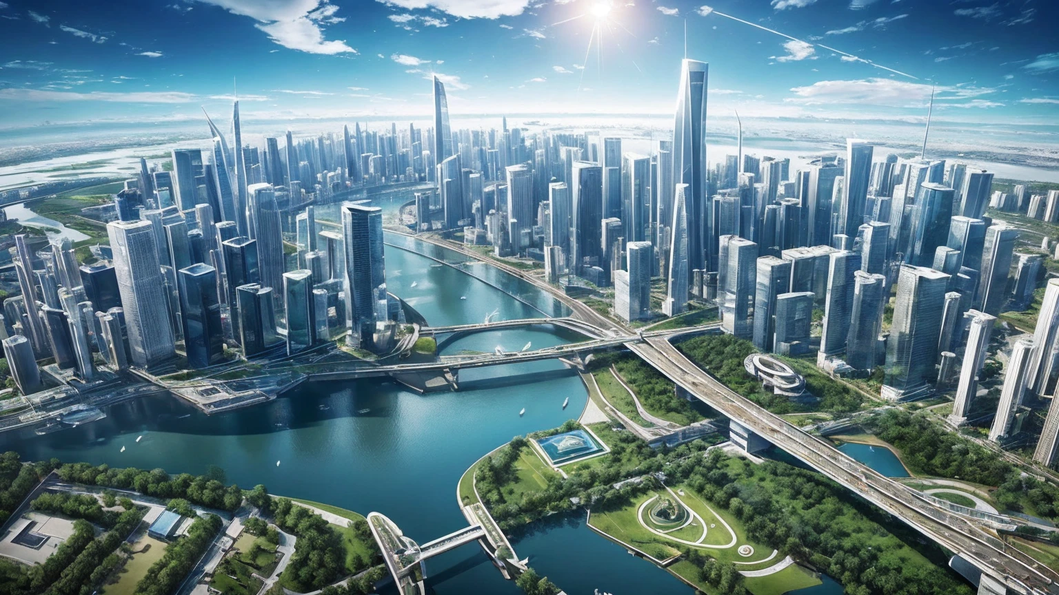 (Best quality,4K,8K,A high resolution,Masterpiece:1.2),Ultra-detailed,(Realistic,Photorealistic,photo-realistic:1.37),Futuristic floating city,Futuristic technology,Huge urban high-tech tablet platform,Airship,Floating in the sky,Futuristic city,Small airships around,High-tech hemispherical platform,Colorful lights,Advanced architecture,modernn architecture,skyscrapper,Access the cloud,Scenic beauty,view over city,Impressive design,Blend seamlessly with nature,energetic and vibrant atmosphere,Futuristic transportation system,Parking is suspended,Transparent path,Lush greenery,Sky gardens,cascading waterfalls,Magnificent skyline,reflections on the water,Sparkling river,Architectural innovation,futuristic skyscrapers,Transparent dome,The shape of the building is unusual,Elevated walkway,Impressive skyline,Glowing lights,Futuristic technology,Minimalist design,Scenic spots,Panoramic view,Cloud Piercing Tower,Vibrant colors,epic sunrise,epic sunset,Dazzling light display,magical ambiance,The future city,Urban Utopia,LuxuryLifestyle,Innovative energy,sustainable development,Smart city technology,Advanced infrastructure,Tranquil atmosphere,Nature and technology live in harmony,Awesome cityscape,Unprecedented urban planning,Architecture connects seamlessly with nature,High-tech metropolis,A cutting-edge engineering marvel,The future of urban living,Visionary architectural concept,Energy-efficient buildings,Harmony with the environment,A city floating above the clouds,Utopian dreams become reality,The possibilities are endless,State-of-the-art transportation network,Green energy integration,Innovative materials,Impressive holographic display,Advanced communication system,Breathtaking aerial view,Quiet and peaceful environment,Modernist aesthetics,Ethereal beauty