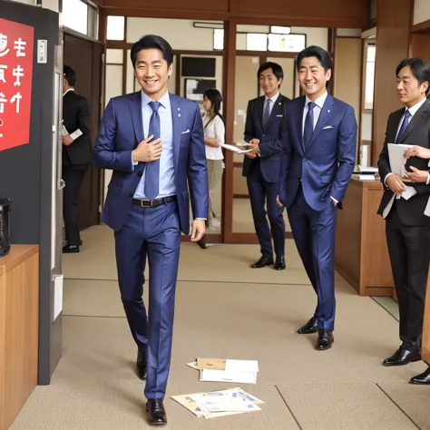 male,1 person,japanese,suit,investor,facing the front with the whole body,money in hand,smile,daytime,lecture,class