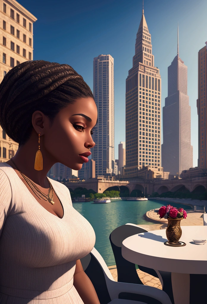 a romantic city in the background, a beautiful couple black man and latin woman, romantic posture, Casual clothes, many luxury and money bills in the air, hyperrealistic image, artistic, Surreal, 8k, imagen artistic