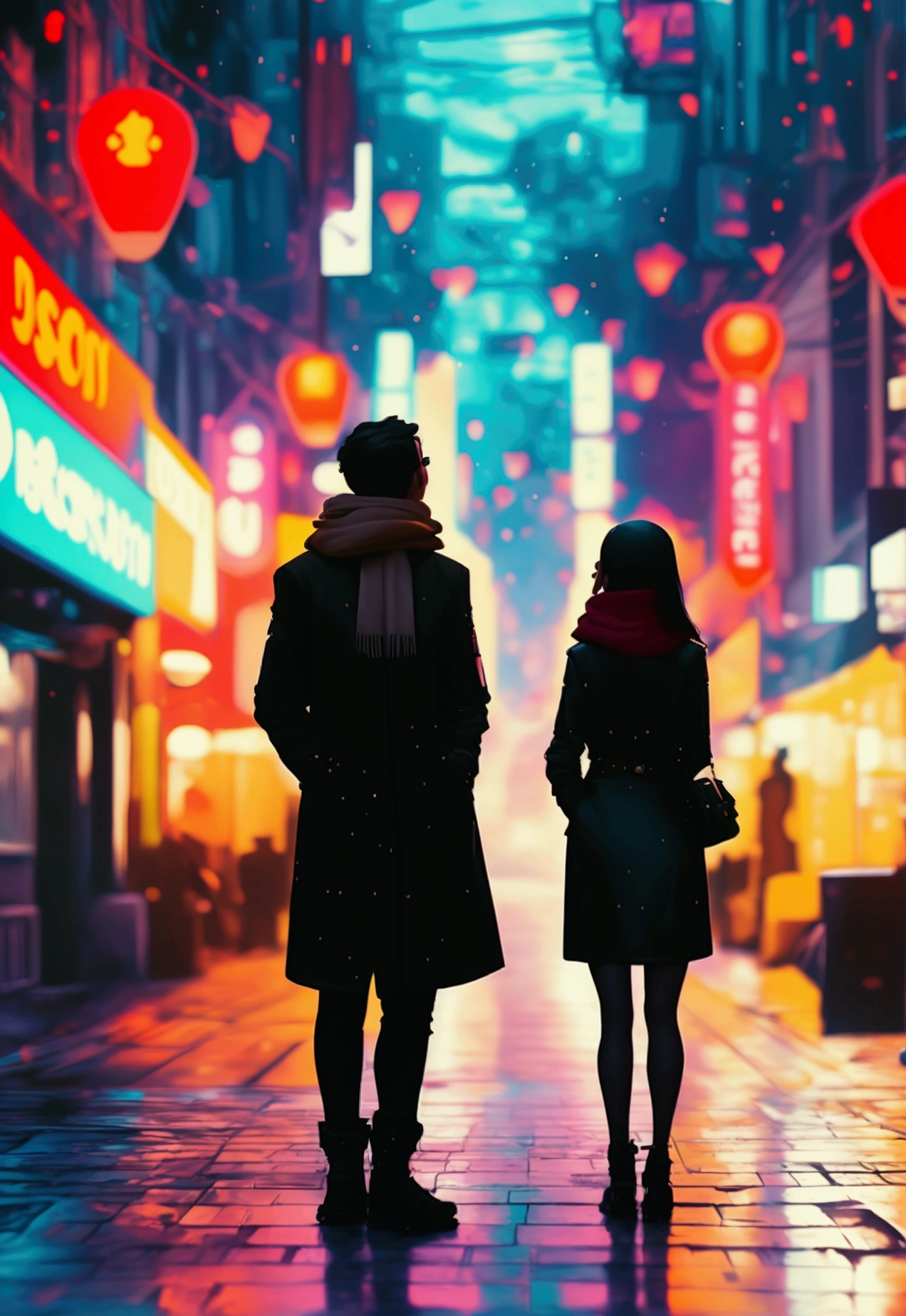 There are two people standing on a city street with money flying, In the style of Ross Tran, ross tran 8k, Loish and Ross Tran, inspired by Ross Tran, Style Ross Tran, Ross Tran and Iliá Kuvshinov, Neoartcore y Charlie Bowater, Charlie Bowater y Artgeem, alena aenami and android jones