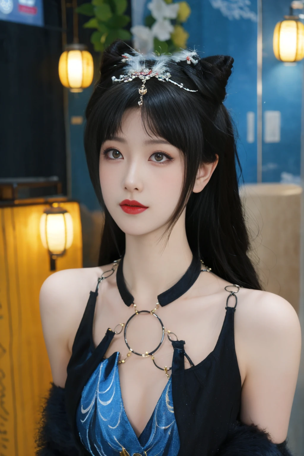 ulzzang-6500-v1.1,(raw photo:1.2),((photorealistic:1.30)), ((best quality)) ,((masterpiece)),((Ultra High Resolution)), ((Clear View)),,Ultra-high resolution,Clear face,（Reality：1.4) ,  illustration, an extremely delicate and beautiful, extremely detailed ,CG ,unity ,8k wallpaper, Amazing, finely detail, masterpiece,best quality,official art,extremely detailed CG unity 8k wallpaper,absurdres, incredibly absurdres, huge filesize, ultra-detailed, highres, extremely detailed,beautiful detailed girl, extremely detailed eyes and face, beautiful detailed eyes,light on face,cinematic lighting,1girl, full body),see-through,(looking at viewer:1.5),outdoors, Chinese dress, black dress, standing,