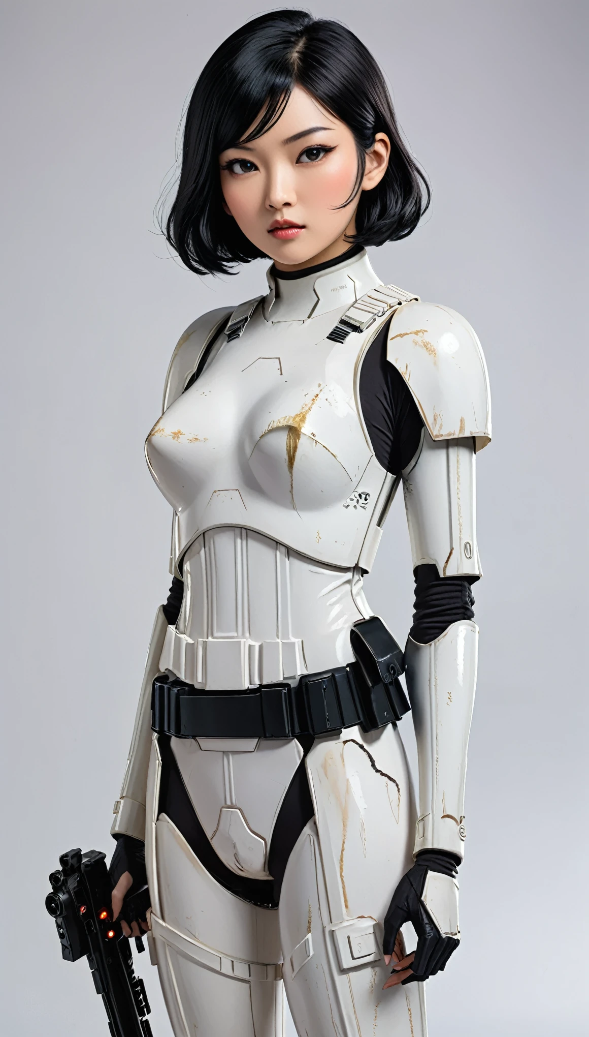 Stormtrooper、Female body type、Moderate bust、Asian、Black Hair、Shortcuts、