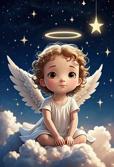 Painting of a little girl dressed as an angel holding a heart - SeaArt AI